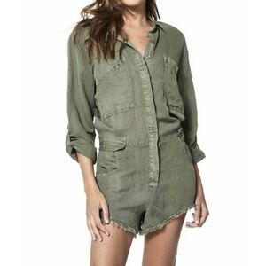 Young Fabulous Broke River Raw Edge Romper Cadet Pigment Wash Green size Small